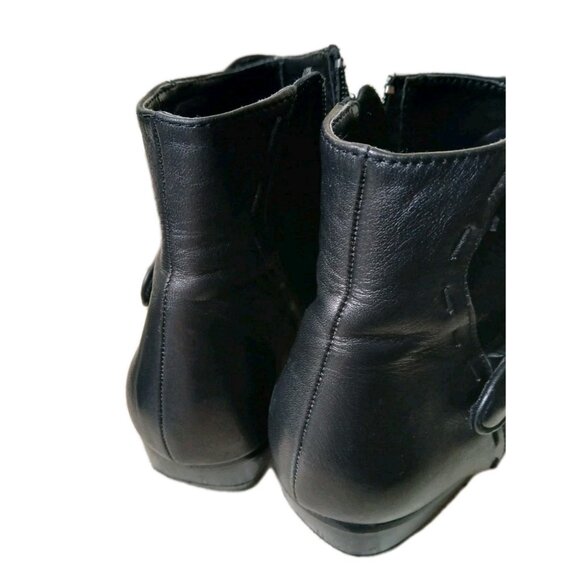 ZARA Womens 7.5  Suede Quilted Leather Ankle Black Pointed Toe Western Booties - Picture 5 of 8